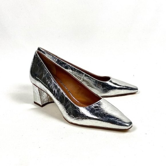 New Sarto by Franco Sarto Regal Silver Leather Pump 8.5 - Picture 2 of 13